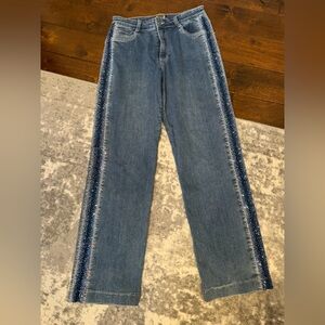 AZI Blue Denim Jeans with Sequin Trim